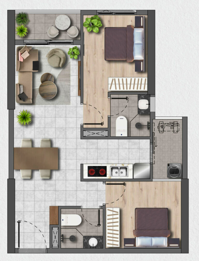 Căn Hộ Feix C Holdings 2 Phòng Ngủ 61.85m2